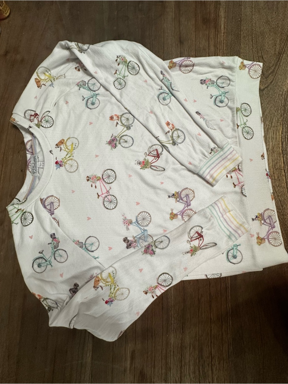 PJ SALVAGE pajamas Dogs on Bicycles Cream short set with pastel prints